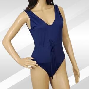 2/$50 Solid & Striped Blue One-Piece Swimsuit Size M | Classic Beachwear